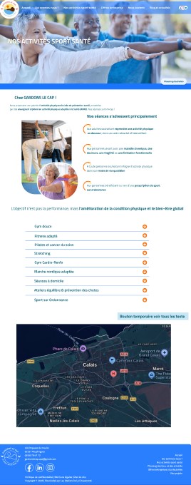 Troisième page du prototype dans la version terminer cette page contient une carte intéractif modifier par mes soins avec la possibiliter de mettre des point sur la carte depuis le panneau administrateur ces informations sont modifiables depuis un panneau d’administration privé et sécurisé.